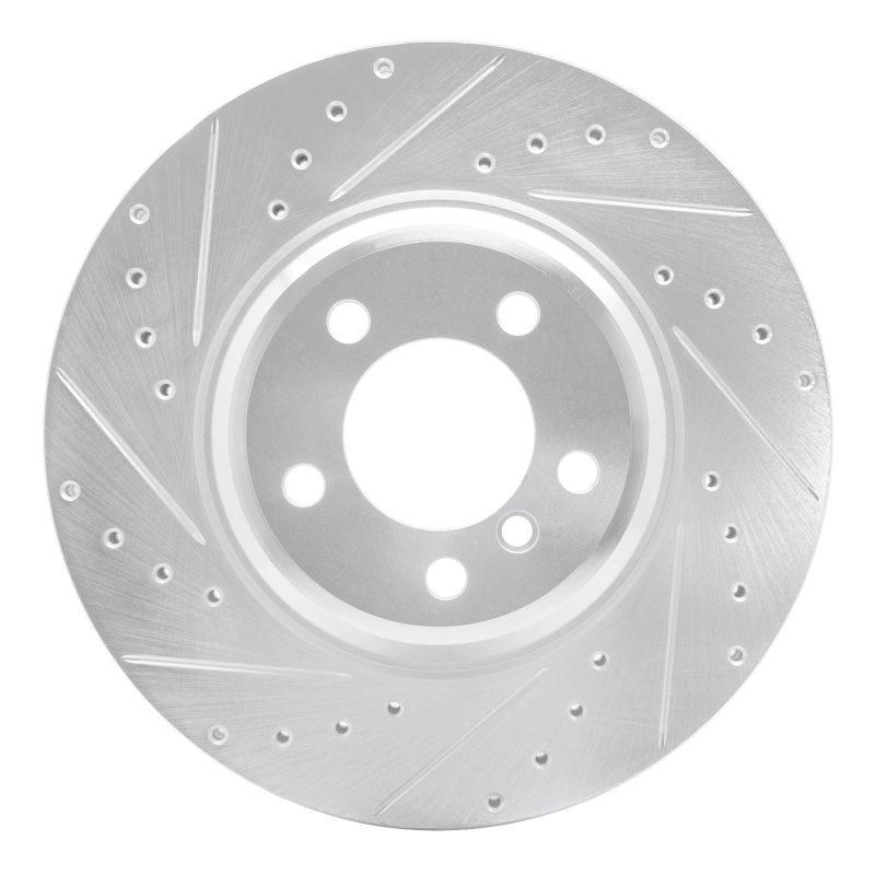 BMW 745LI Brake Rotor (1) - Front Left - R1 Concepts - Drilled & Slotted - Silver - `02-`08